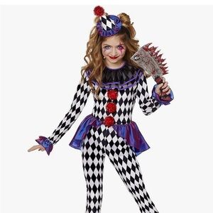 Spirit Halloween Creepy Carnival Clown Costume Girls 5-6 Small